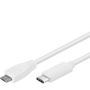 PremiumCord Kabel USB 3.1 konektor C/male - USB 2.0 Micro-B/male, bílý, 0,6m; ku31cb06w