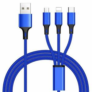 PremiumCord 3 in 1 USB kabel, 3 konektory USB typ C + micro USB + Lightning pro Apple, 1.2m; ku31pow01