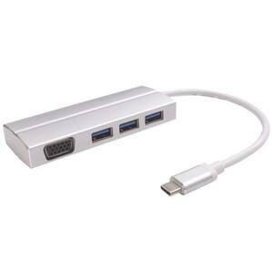 PremiumCord Adaptér USB 3.1 Type-C male na VGA female + 3x USB 3.0, aluminum; ku31vga05