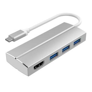 PremiumCord Adaptér USB 3.1 Type-C male na HDMI female + 3x USB 3.0, aluminum; ku31hdmi06