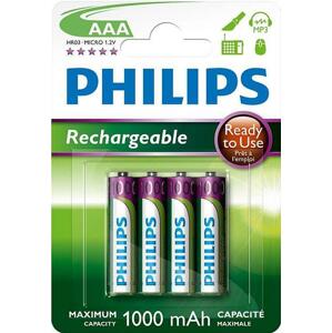 Philips dobíjecí baterie AAA 1000mAh, NiMH - 4ks; R03B4RTU10/10