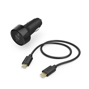 Hama set rychlá USB nabíječka do vozidla USB-C PD/QC 3.0, 18 W + kabel USB C-C 1,5 m; 183327