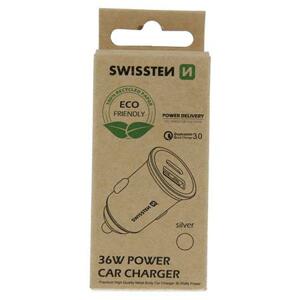 Swissten cl adaptér power delivery USB-C + quick charge 3.0 36w metal silver (eco balení); 20111740ECO