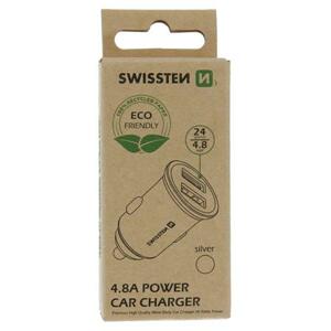 Swissten cl adaptér 2x USB 4,8a metal silver (eco balení); 20115100ECO