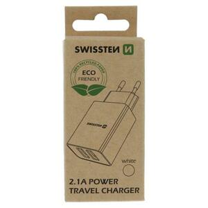 Swissten síťový adaptér smart ic 2x USB 2,1a power bílý (eco balení); 22034000ECO