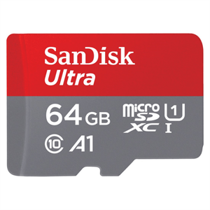 SanDisk Ultra microSDXC 64GB 120MB/s  A1 Class 10 UHS-I; SDSQUA4-064G-GN6MA