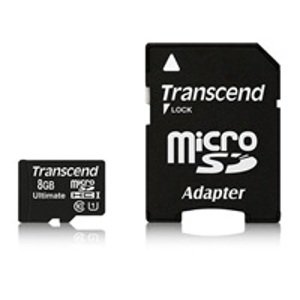 Transcend MicroSDHC karta 8GB Ultimate, Class 10 UHS-I 600x, MLC + adaptér; TS8GUSDHC10U1