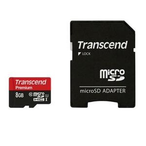 Transcend MicroSDHC karta 8GB Premium, Class 10 UHS-I 300x + adaptér; TS8GUSDU1