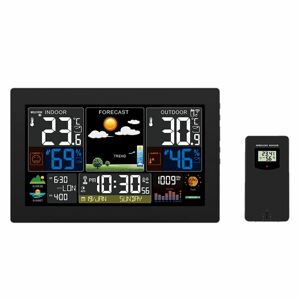 Solight Meteostanice, XL barevný LCD, teplota, vlhkost, tlak, RCC, černá; TE81XL