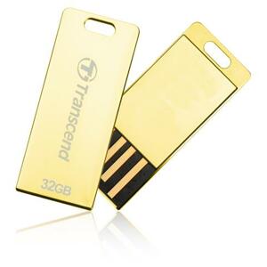 Transcend 32GB JetFlash T3G, USB 2.0 flash disk, malé rozměry, zlatě obarvený kov; TS32GJFT3G