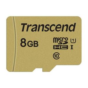 Transcend 8GB microSDHC 500S UHS-I U1 (Class 10) MLC paměťová karta (s adaptérem), 95MB/s R, 25MB/s W; TS8GUSD500S