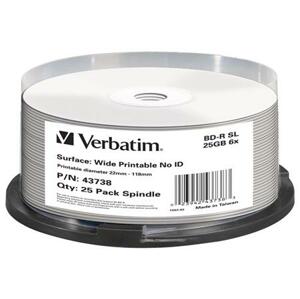 Verbatim Blu-ray BD-R SL 25GB 6x Printable 25-cake NON-ID; 43738