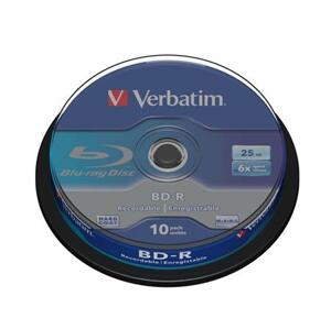 Verbatim Blu-ray BD-R SL 25GB 6x 10-cake; 43742