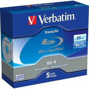 Verbatim Datalife Blu-ray BD-R SL 25GB 6x jewel box, 5ks/pack NON-ID; 43836