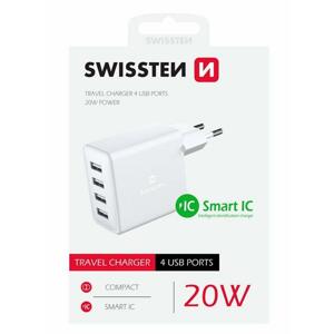 Swissten síťový adaptér 4x USB 4A 20W bílý; 22053100