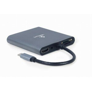Kabel CABLEXPERT USB-C 6-in-1 multi-port adapter (Hub3.1 + HDMI + VGA + PD + čtečka karet + stereo audio); A-CM-COMBO6-01