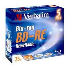 Verbatim média Blu-Ray BD-RE, 1 ks, jewel, 25GB, 2x, přepisovatelné; 43615