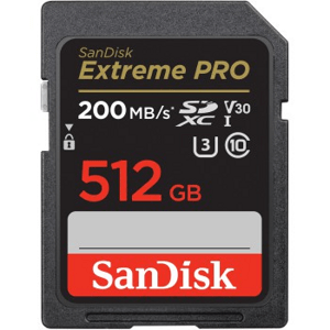 SanDisk Extreme PRO 512 GB SDXC Memory Card 200 MB/s and 140 MB/s, UHS-I, Class 10, U3, V30; SDSDXXD-512G-GN4IN