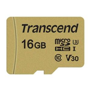 Transcend MicroSDHC karta 16GB 500S, UHS-I U3 V30 + adaptér; TS16GUSD500S