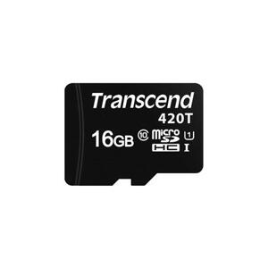 Transcend 16GB microSDHC420T UHS-I U1 (Class 10) 3K P/E paměťová karta, 95MB/s R, 70MB/s W, černá, tray balení; TS16GUSD420T