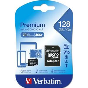Verbatim SDXC 128GB micro paměťová karta PREMIUM UHS-I (U1) (70MB/s), V10, Class 10 + adapter ; 44085