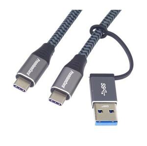 PremiumCord USB-C kabel ( USB 3.2 GEN 2, 5A, 100W, 20Gbit/s ) bavlněný oplet, 2m; ku31cq2