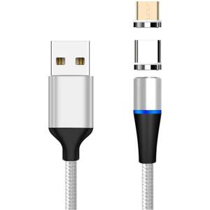 PremiumCord Magnetický micro USB a USB-C nabíjecí a datový kabel 1m, stříbrný; ku2m1fgi