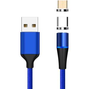 PremiumCord Magnetický micro USB a USB-C nabíjecí a datový kabel 1m, modrý; ku2m1fgb