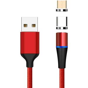 PremiumCord Magnetický micro USB a USB-C nabíjecí a datový kabel 1m, červený; ku2m1fgr