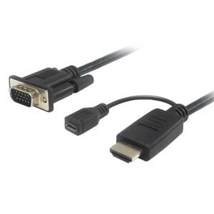 PremiumCord Kabelový převodník HDMI na VGA s napájecím micro USB konektorem 2m; khcon-20