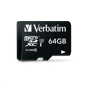 Verbatim MicroSDXC karta 64GB Pro, U3 + adaptér; 47042