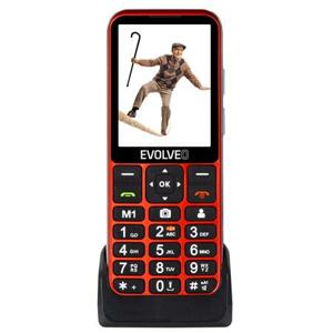 Evolveo EasyPhone LT, mobilní telefon pro seniory s nabíjecím stojánkem (červená barva); EP-880-LTR
