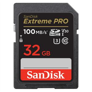 SanDisk Extreme PRO 32GB SDHC Memory Card 100MB/s and 90MB/s, UHS-I, Class 10, U3, V30; SDSDXXO-032G-GN4IN