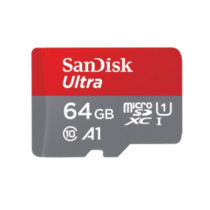 SanDisk Ultra microSDXC 64 GB + SD Adapter 140 MB/s  A1 Class 10 UHS-I; SDSQUAB-064G-GN6MA
