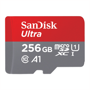 SanDisk Ultra microSDXC 256 GB + SD Adapter 150 MB/s  A1 Class 10 UHS-I; SDSQUAC-256G-GN6MA