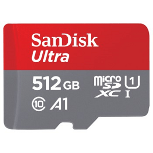SanDisk Ultra microSDXC 512 GB + SD Adapter 150 MB/s  A1 Class 10 UHS-I; SDSQUAC-512G-GN6MA