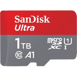 SanDisk Ultra microSDXC 1TB + SD Adapter 150 MB/s  A1 Class 10 UHS-I; SDSQUAC-1T00-GN6MA