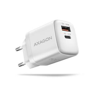 Axagon ACU-PQ30W Sil nabíječka do sítě 30W, 2x port (USB-A + USB-C), PD3.0/PPS/QC4+/AFC/Apple, bílá; ACU-PQ30W