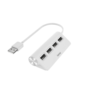 Hama USB hub, 4 porty, USB 2.0, 480 Mbit/s, bílý; 200120