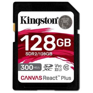 Kingston SDXC karta 128GB Canvas React Plus SDXC UHS-II 300R/260W U3 V90 for Full HD/4K/8K; SDR2/128GB