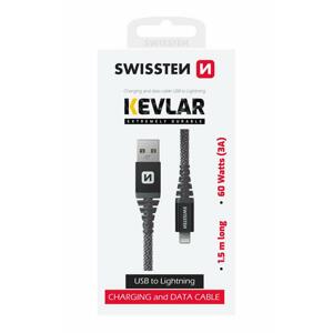 Swissten datový kabel kevlar USB / Lightning 1,5 M antracit; 71543010
