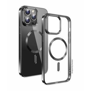 Swissten pouzdro Clear Jelly MagStick Metallic PRO iPhone 15 ultra černé; 36500115