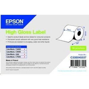 Epson High Gloss Label - Continuous Roll: 76mm x 33m; C33S045537