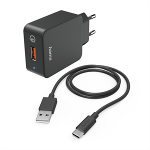 Hama set: rychlá USB nabíječka QC 3.0 19,5 W + kabel USB A-C 1,5 m; 201625