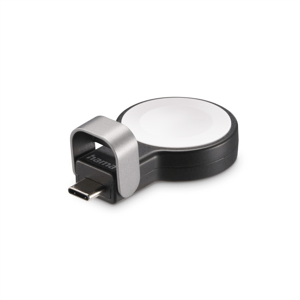 Hama MFi bezdrátová magnetická nabíječka pro Apple Watch, USB-C, kompaktní, černá/bílá; 201698