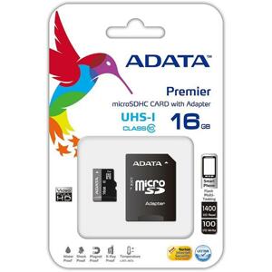 ADATA Micro SDHC Premier 16GB UHS-I + SD adaptér; AUSDH16GUICL10-RA1